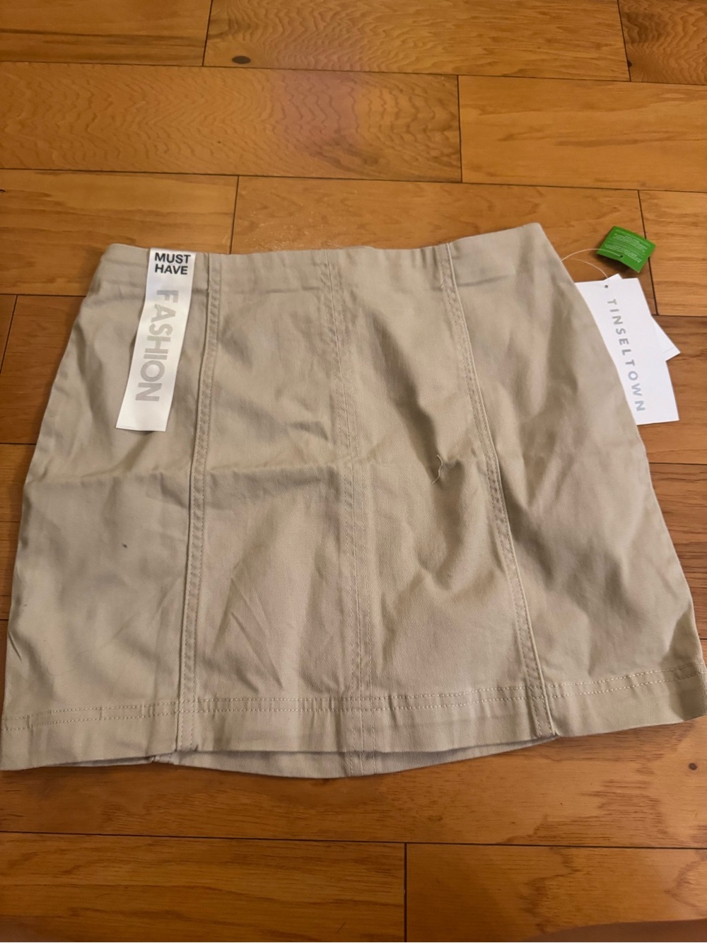Tinseltown Seamed Mini Skirt in Khaki